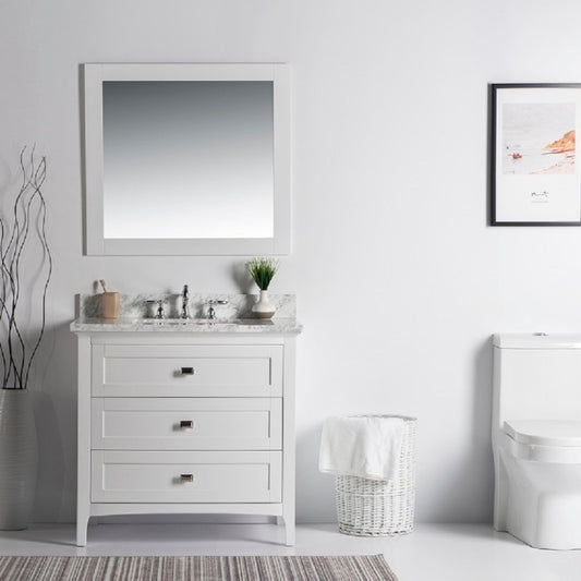 36" Single vanity white white marble top