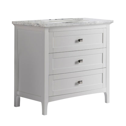 36" Single vanity white white marble top