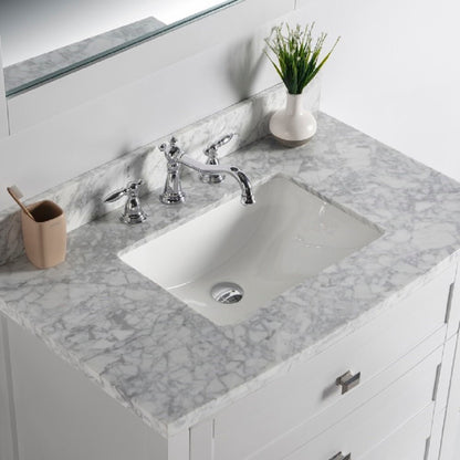 36" Single vanity white white marble top