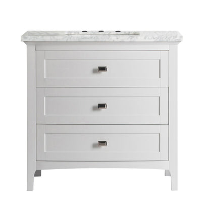 36" Single vanity white white marble top