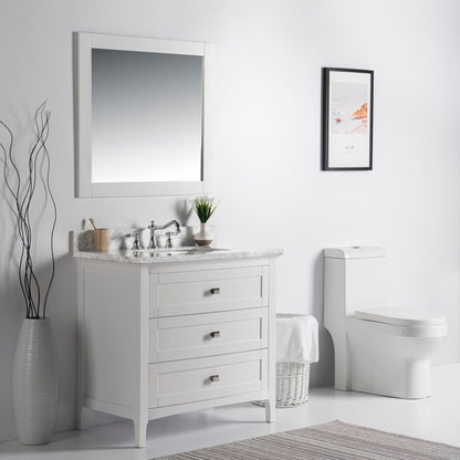 36" Single vanity white white marble top
