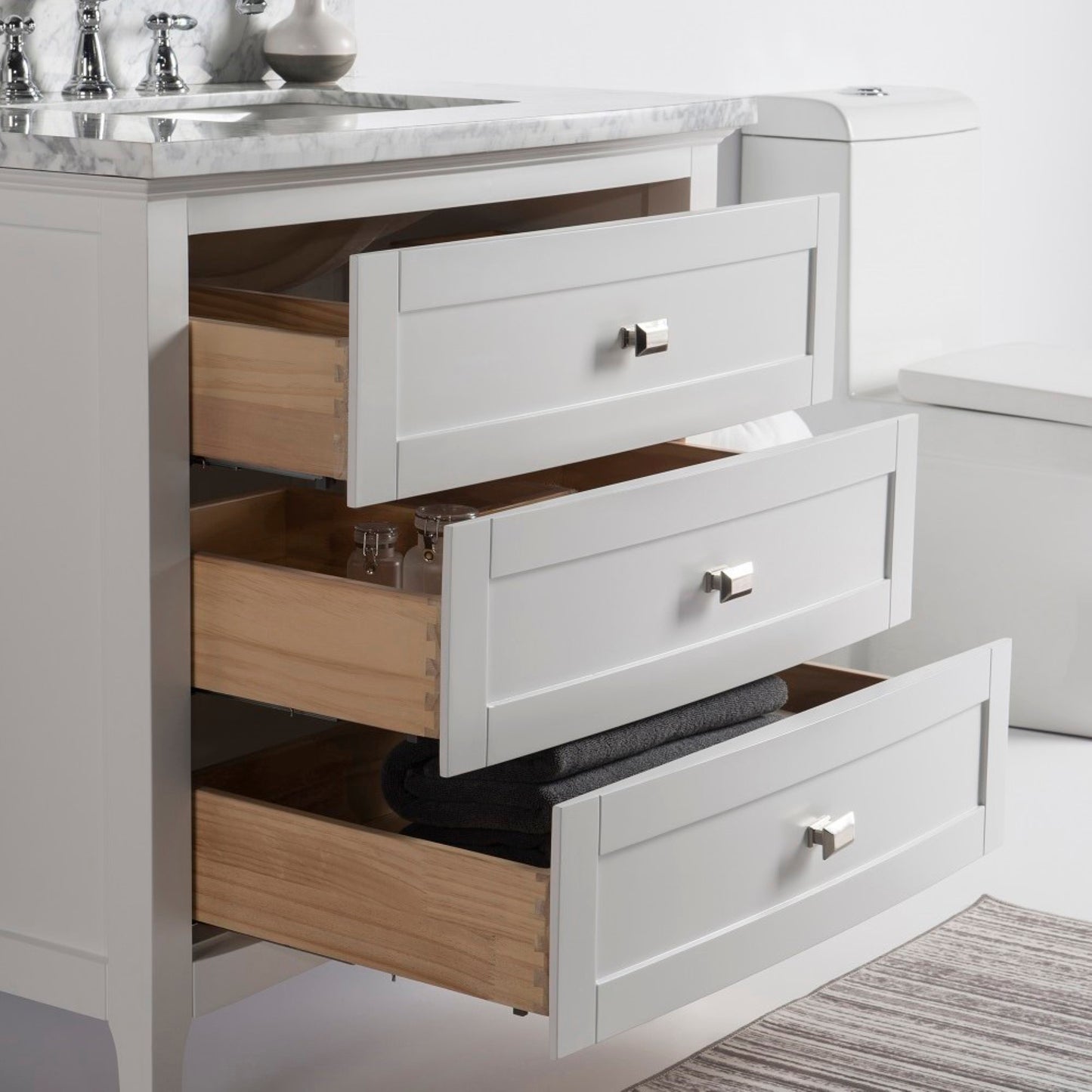 36" Single vanity white white marble top