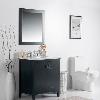31" Single vanity dark gray white marble top