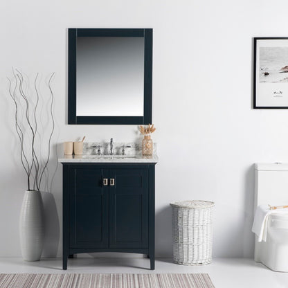 31" Single vanity dark gray white marble top