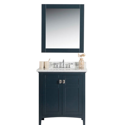 31" Single vanity dark gray white marble top