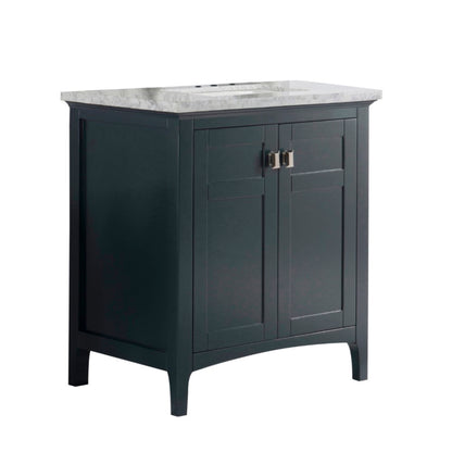 31" Single vanity dark gray white marble top