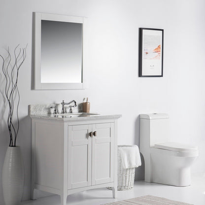 31" Single vanity white white marble top
