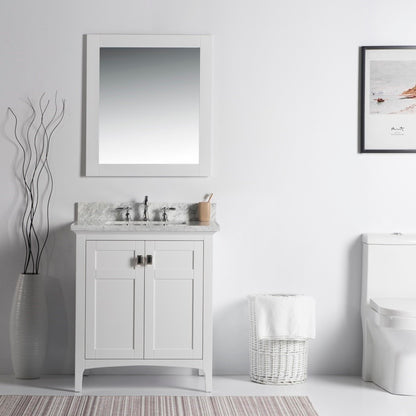 31" Single vanity white white marble top