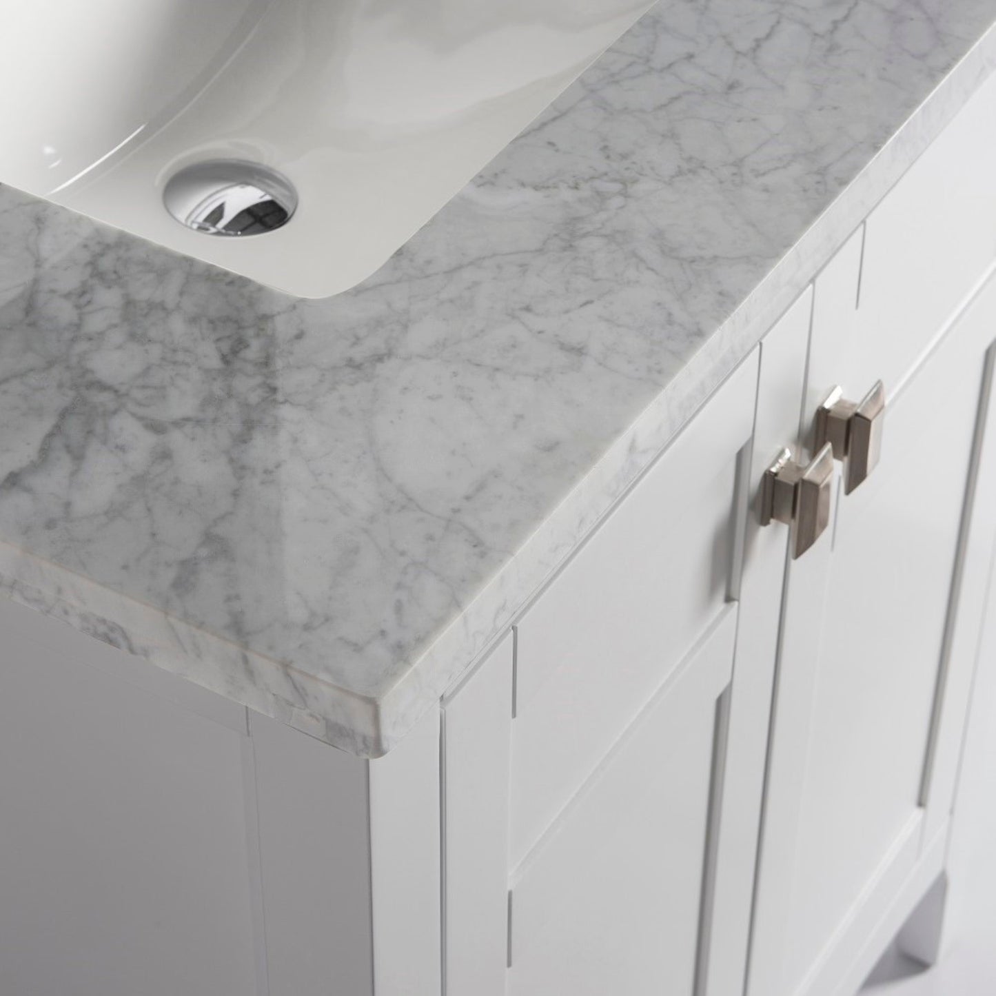 31" Single vanity white white marble top