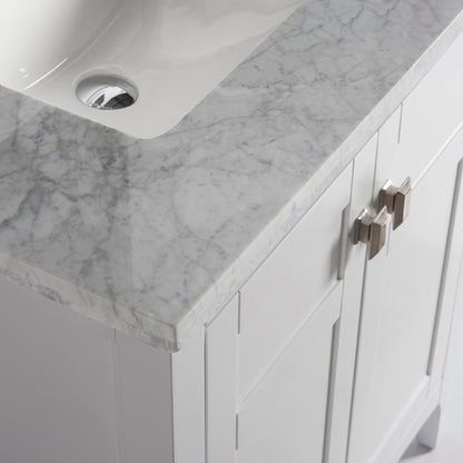 31" Single vanity white white marble top