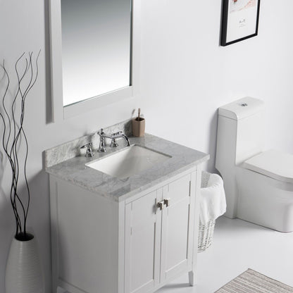 31" Single vanity white white marble top
