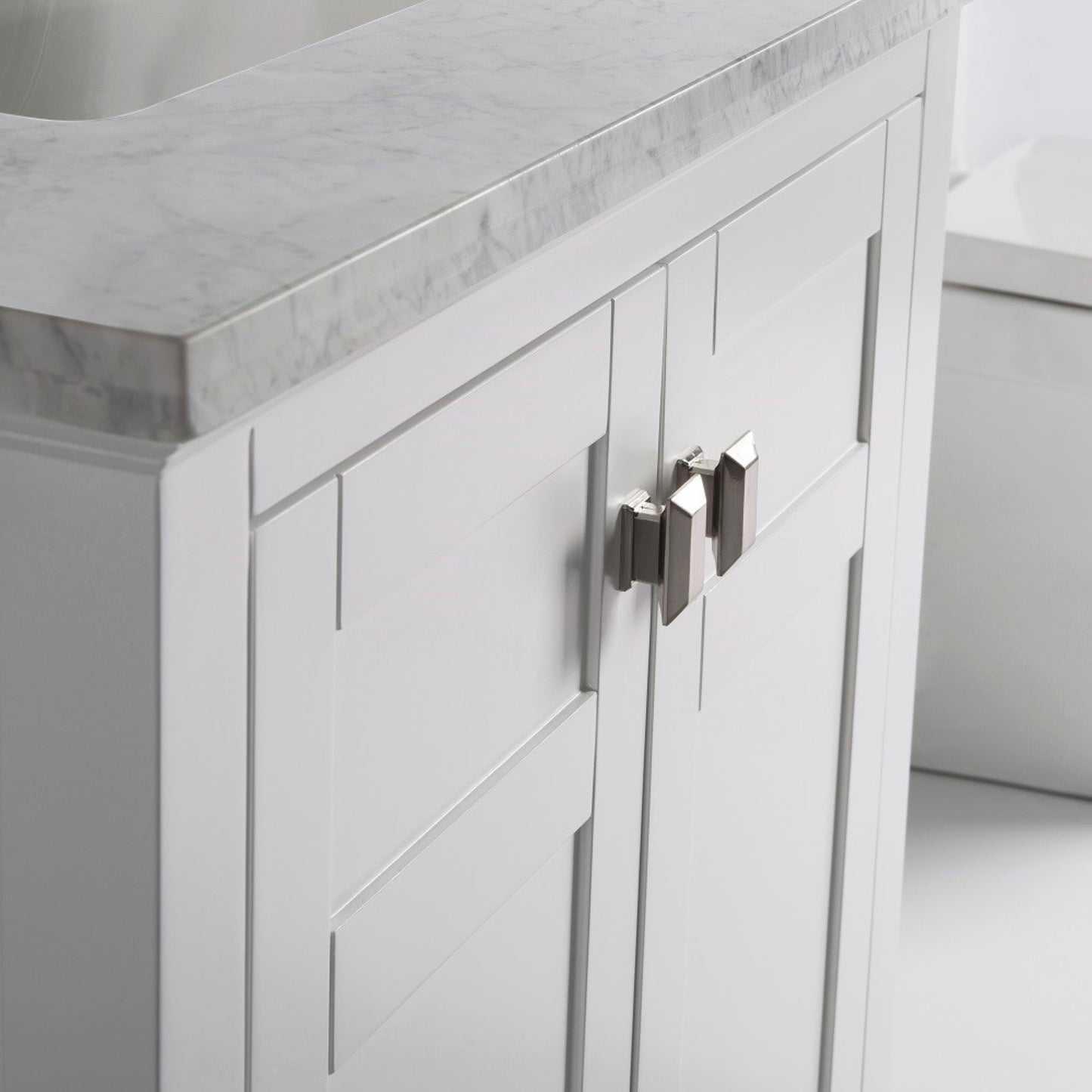 31" Single vanity white white marble top