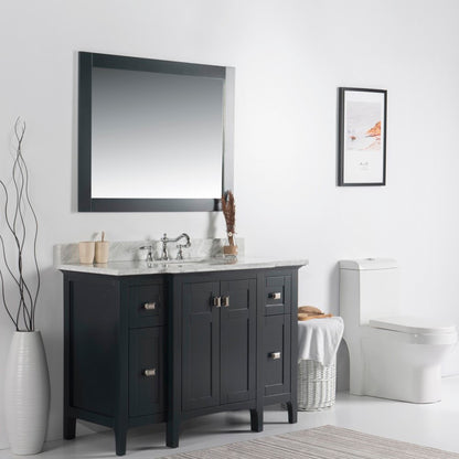 49" Single vanity dark gray white marble top