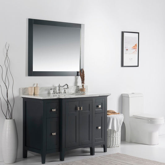 49" Single vanity dark gray white marble top