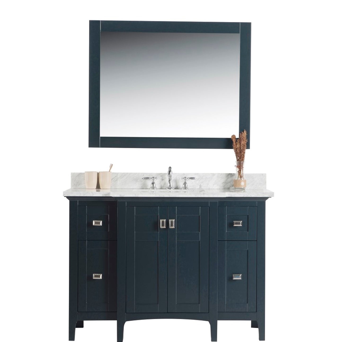 49" Single vanity dark gray white marble top
