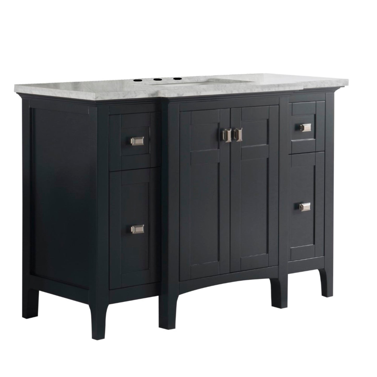 49" Single vanity dark gray white marble top