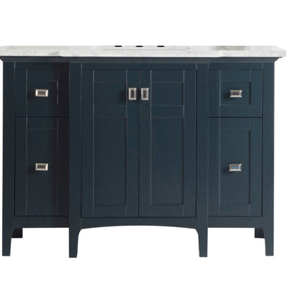 49" Single vanity dark gray white marble top