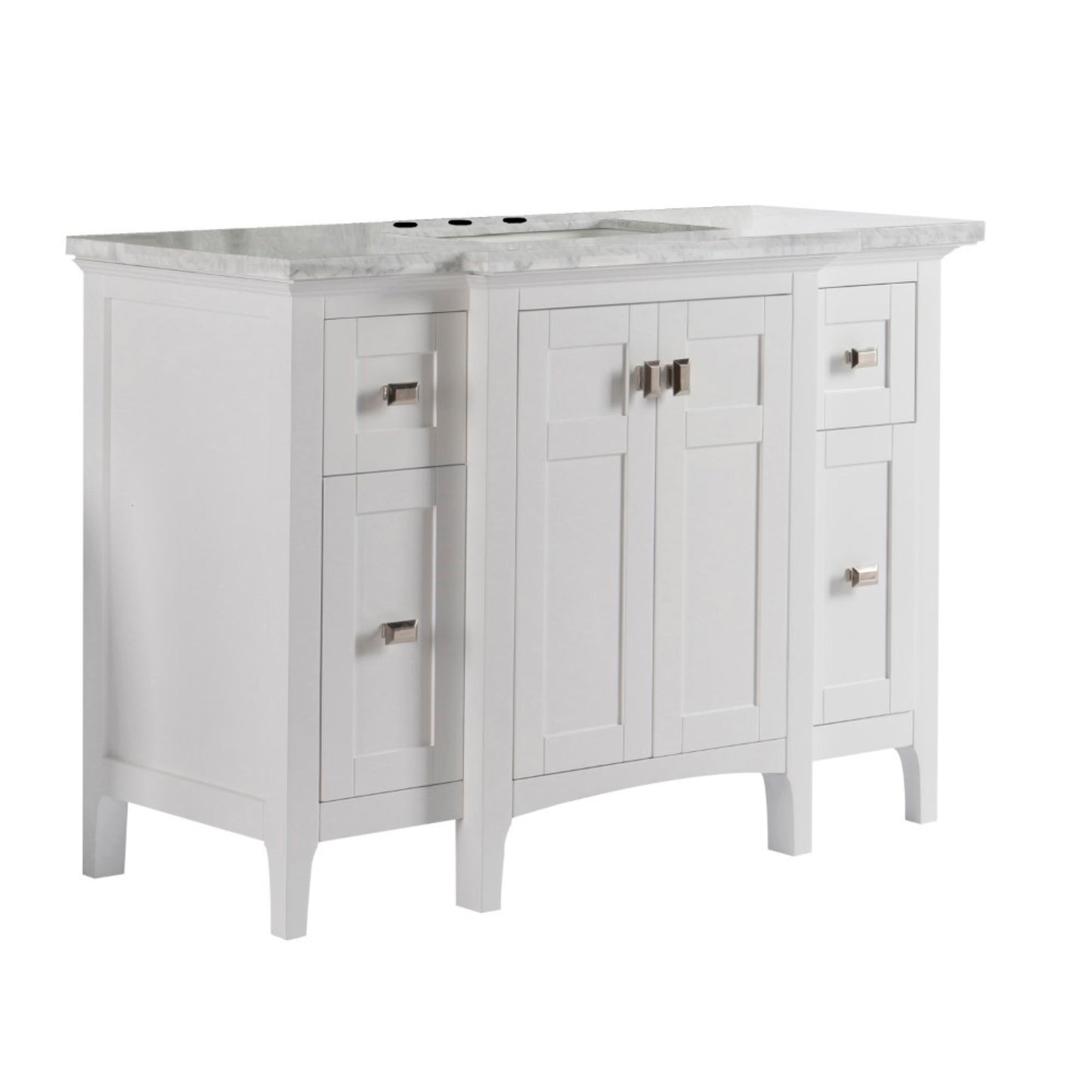 49" Single vanity white white marble top