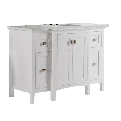 49" Single vanity white white marble top
