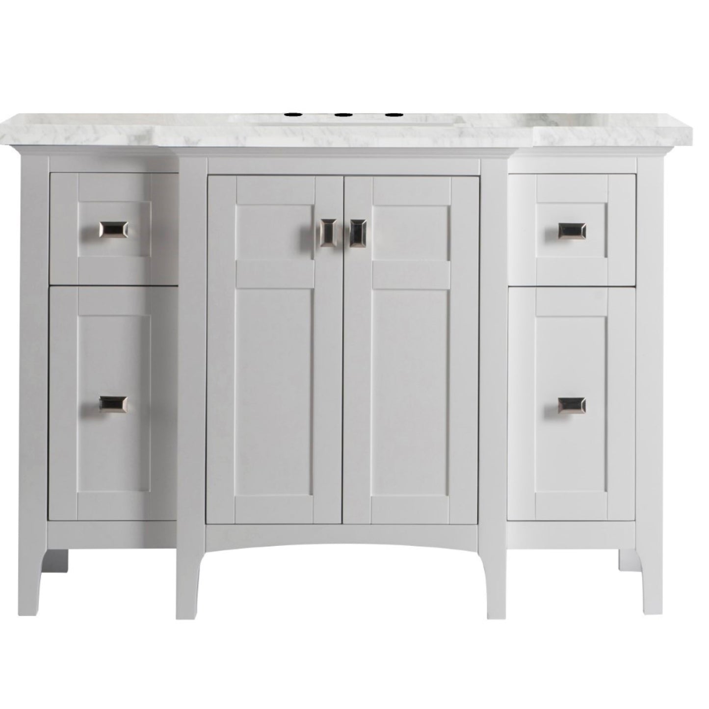49" Single vanity white white marble top