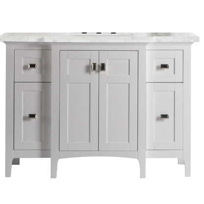 49" Single vanity white white marble top