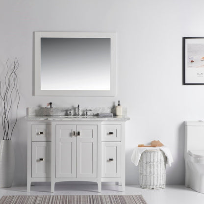 49" Single vanity white white marble top