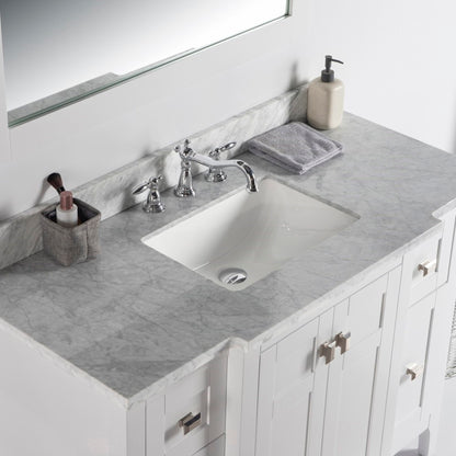 49" Single vanity white white marble top