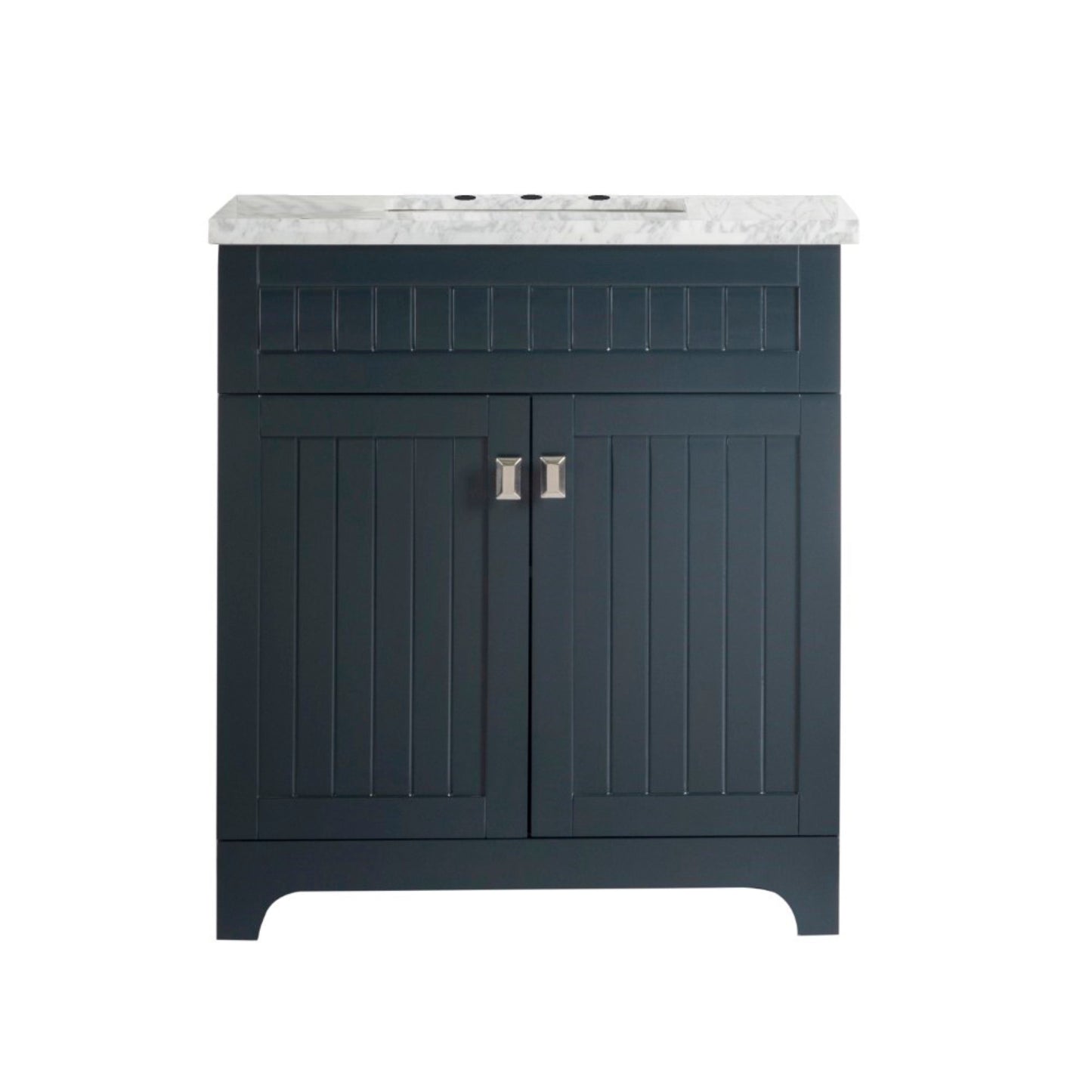 31" Single vanity dark gray white marble top