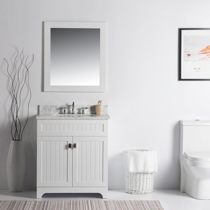 31" Single vanity white white marble top