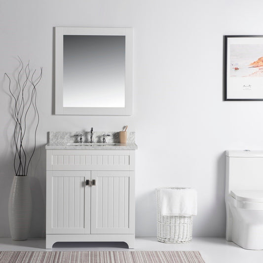 31" Single vanity white white marble top