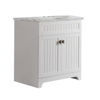 31" Single vanity white white marble top