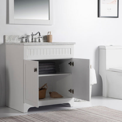 31" Single vanity white white marble top