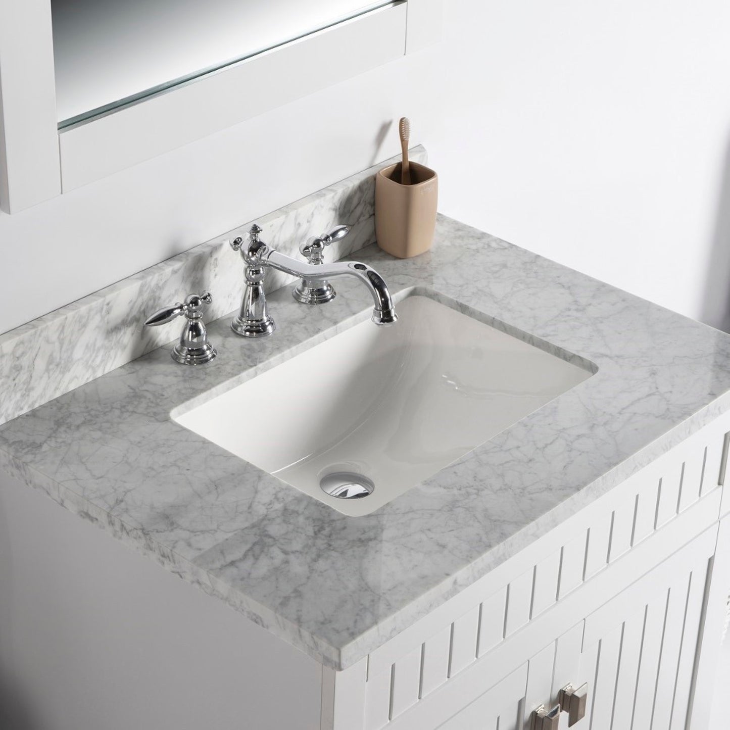 31" Single vanity white white marble top