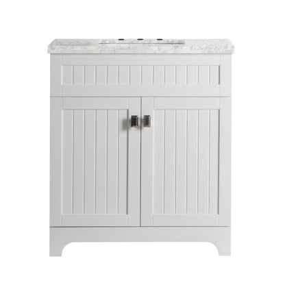 31" Single vanity white white marble top