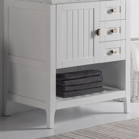 30" Single vanity white cabinet only
