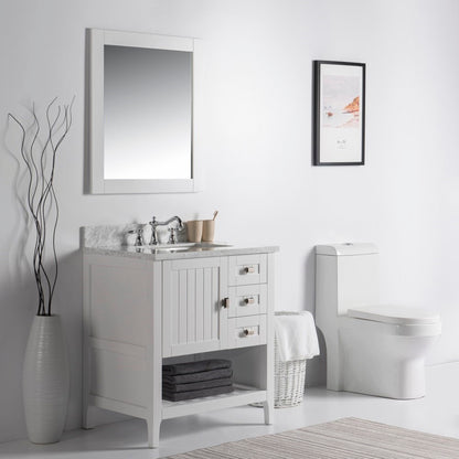 31" Single vanity white white marble top