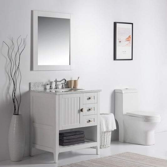 31" Single vanity white white marble top