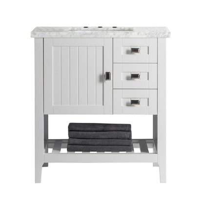 31" Single vanity white white marble top