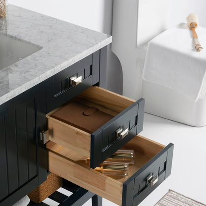 37" Double vanity dark gray white marble top