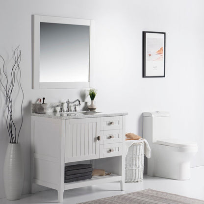 37" Double vanity white white marble top