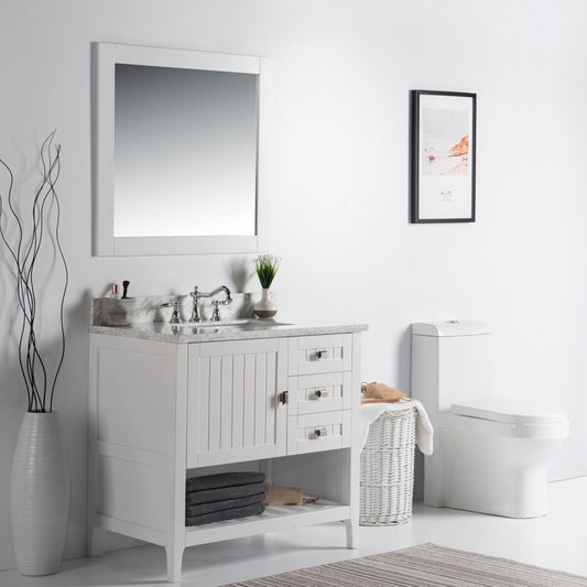 37" Double vanity white white marble top