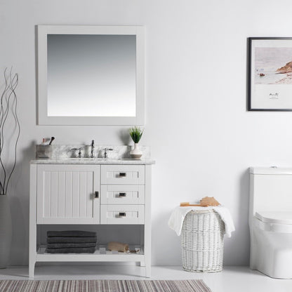 37" Double vanity white white marble top