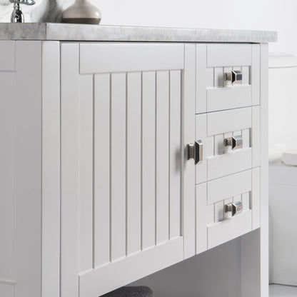 37" Double vanity white white marble top
