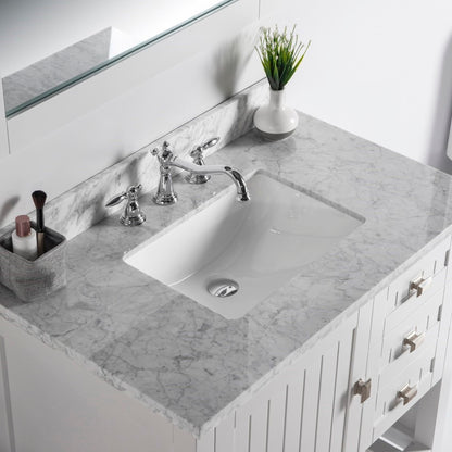 37" Double vanity white white marble top