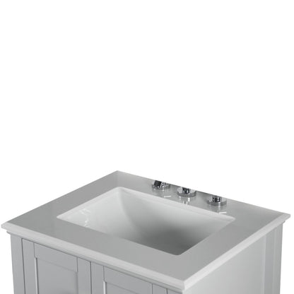 25" SINGLE VANITY IN L/GRAY WITH ENGINEERED STONE TOP