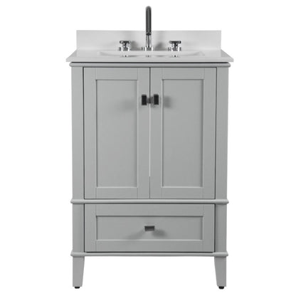 25" SINGLE VANITY IN L/GRAY WITH ENGINEERED STONE TOP