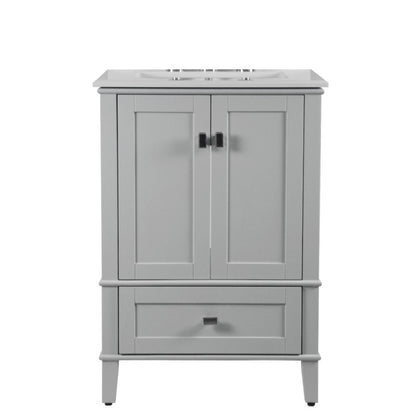 25" SINGLE VANITY IN L/GRAY WITH ENGINEERED STONE TOP