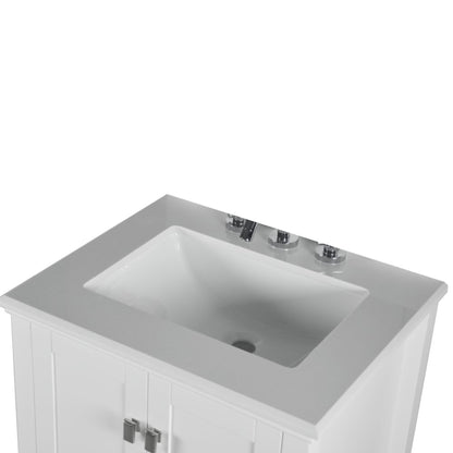 25" SINGLE VANITY IN WHITE WITH ENGINEERED STONE TOP