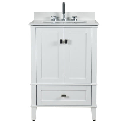 25" SINGLE VANITY IN WHITE WITH ENGINEERED STONE TOP