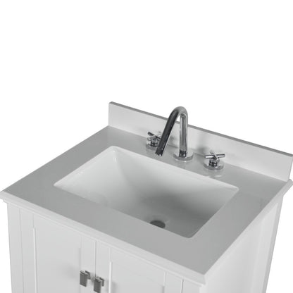 25" SINGLE VANITY IN WHITE WITH ENGINEERED STONE TOP